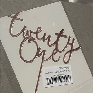 Rose Gold “twenty one” Cake Topper
